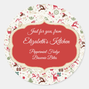 Christmas Treats, "From the Kitchen of", Custom Classic Round Sticker