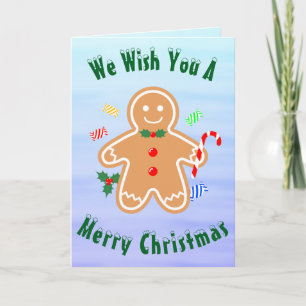 Christmas Treats Gingerbread Man Candy Cane Card