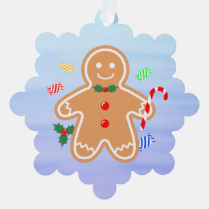 Christmas Treats Gingerbread Man Candy Cane Ornament Card