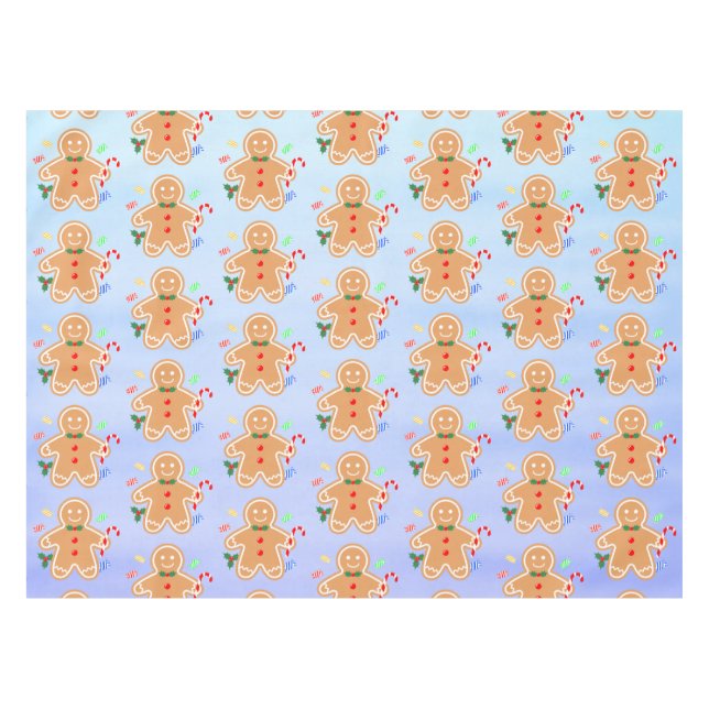 Christmas Treats Gingerbread Man Candy Cane Tablecloth (Front (Horizontal))