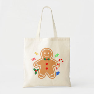 Christmas Treats Gingerbread Man Candy Cane Tote Bag