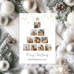Christmas Tree 10 Photo Collage Gold Minimalist Holiday Card<br><div class="desc">Celebrate the holidays in style with this modern, minimalist Christmas card featuring a beautifully crafted Christmas tree made entirely of your favourite 10 photos! Perfect for showcasing your cherished memories from the year, this unique design blends personal moments with festive elegance, creating a card that’s as special as the season...</div>