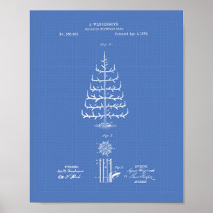 Christmas Tree 1882 Patent Art Blueprint Poster
