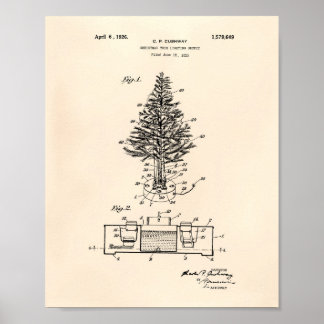 Christmas Tree 1925 Patent Art Old Peper Poster