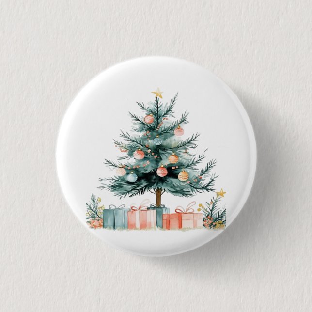 Christmas tree  1 inch round button (Front)