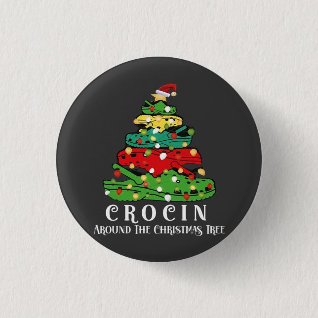 Christmas tree 1 inch round button (Front)