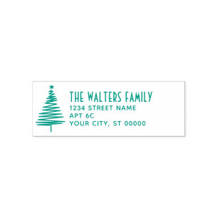 Christmas Tree #2 Family Name Return Address Self-inking Stamp