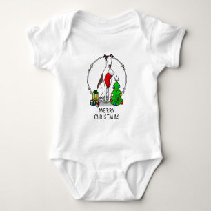 Christmas Tree 2 Greyhound (brindle white) Dog Fun Baby Bodysuit