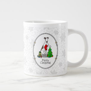 Christmas Tree 2 Greyhound (brindle white) Dog Fun Large Coffee Mug