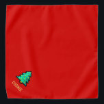 Christmas Tree 8 bit Pixel Art Red Funny Xmas Name Bandana<br><div class="desc">Cute pixel art Christmas tree with name to personalize.</div>
