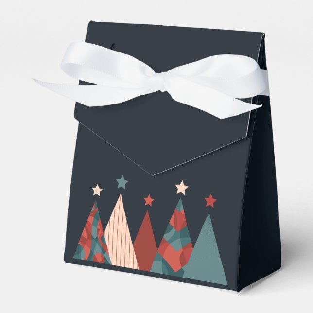 Christmas tree abstract red blue design favor box (Front Side)