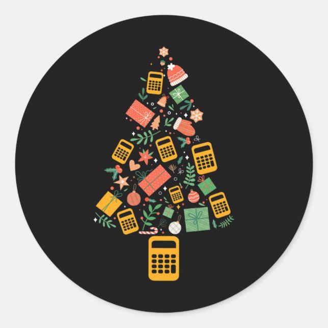 Christmas Tree Accountant Calculator Finance Chris Classic Round Sticker (Front)
