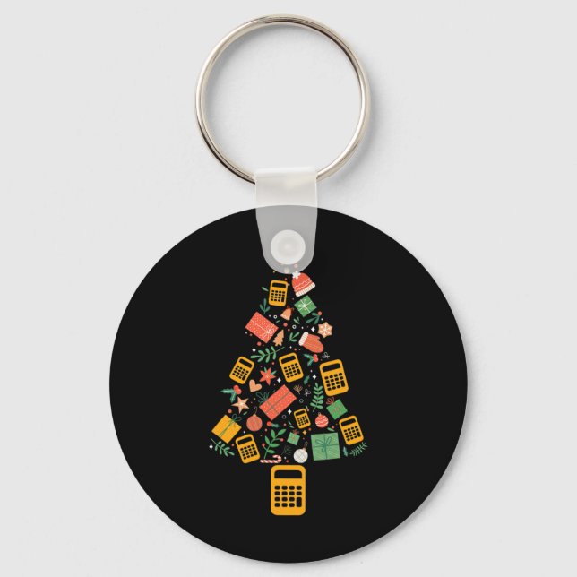 Christmas Tree Accountant Calculator Finance Chris Keychain (Front)