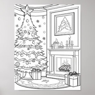 Christmas Tree Adult Colouring Poster