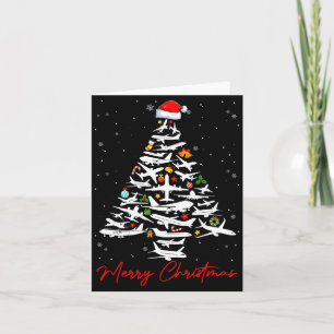 Christmas Tree Airplanes Lots Merry Christmas Men Card