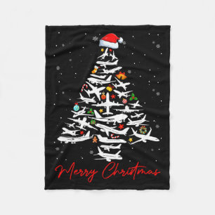 Christmas Tree Airplanes Lots Merry Christmas Men Fleece Blanket
