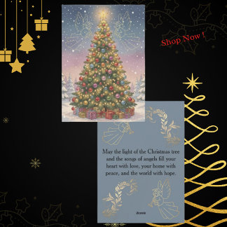 Christmas Tree and Angels Holiday Card