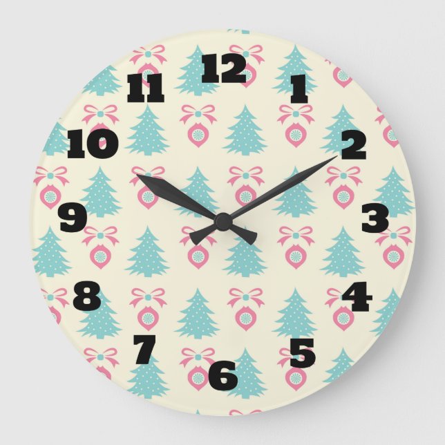 Christmas Tree And Bauble Pattern Large Clock (Front)