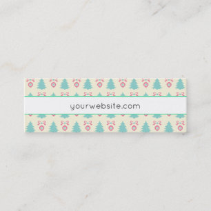 Christmas Tree And Bauble Pattern Mini Business Card
