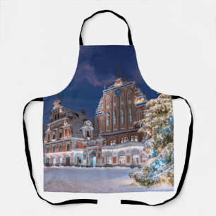 Christmas tree and Blackheads house in Riga Apron