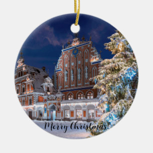 Christmas tree and Blackheads house in Riga Ceramic Ornament