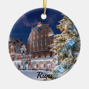 Christmas tree and Blackheads house in Riga Ceramic Ornament
