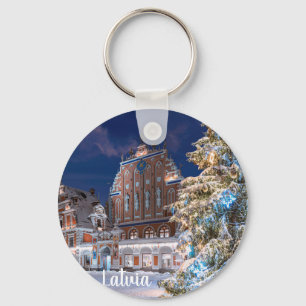 Christmas tree and Blackheads house in Riga Keychain
