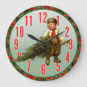 Christmas Tree and Boy Holiday Clock