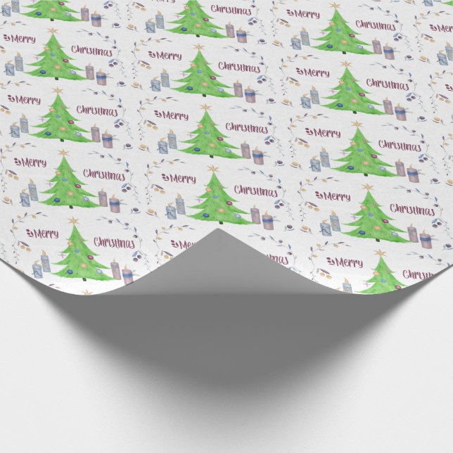 Christmas Tree and Candles Wrapping Paper (Corner)