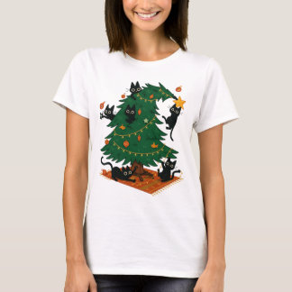 Christmas Tree And Cat T-Shirt