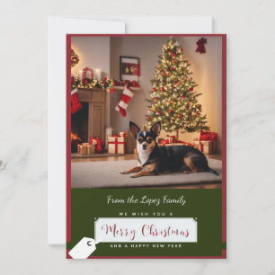 Christmas Tree and Chihuahua Holiday Card