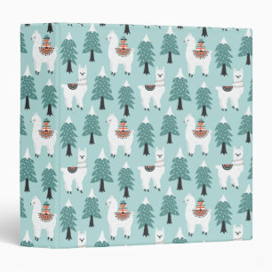 Christmas tree and cute lama pattern binder