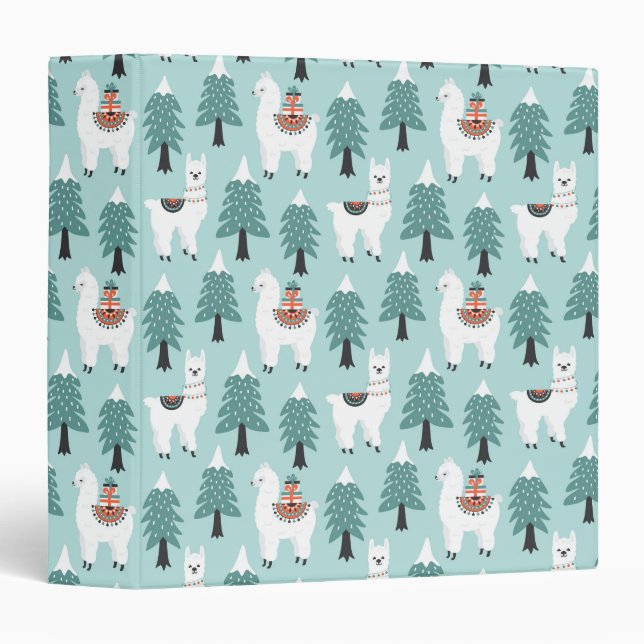 Christmas tree and cute lama pattern binder (Front/Spine)