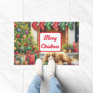 Christmas Tree and Dog Holiday  Doormat