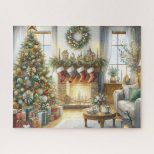 Christmas Tree and Fireplace Holiday  Jigsaw Puzzle
