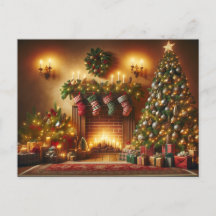 Christmas tree and fireplace 