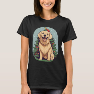Christmas Tree and Funny Santa Golden Retriever Ch T-Shirt