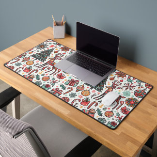 Christmas Tree And Gift Pattern Desk Mat