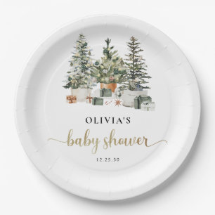 Christmas Tree And Gifts Baby Shower Paper Plates