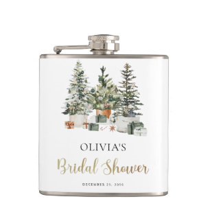 Christmas Tree And Gifts Bridal Shower Flask