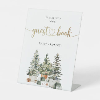 Christmas Tree And Gifts Guest Book Sign