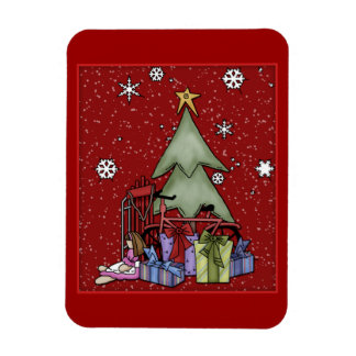 Christmas tree and gifts magnet