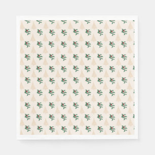 Christmas tree and Holly in Cream Paper Napkins