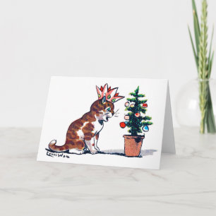 Christmas Tree and Kitten, Louis Wain Card