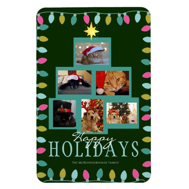 Christmas Tree and Lights Photo Holiday Card Magnet (Vertical)