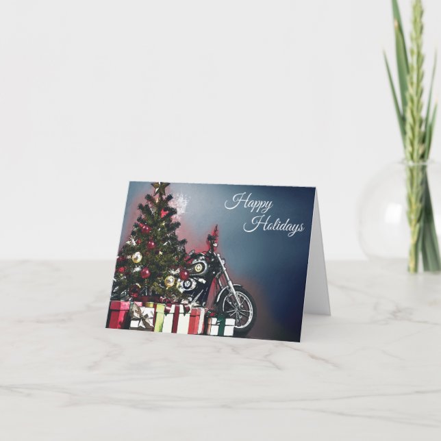 Christmas Tree and Motorcycle Card (Front)