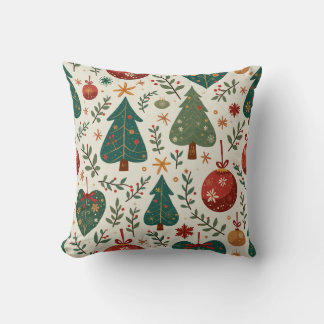 Christmas tree and ornament pattern cushion