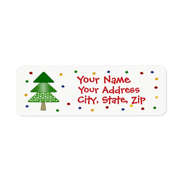 Christmas Tree And Ornament Return Address Label (Front)