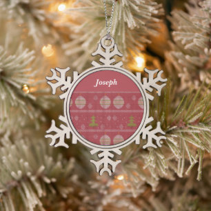 Christmas tree and ornament woven red