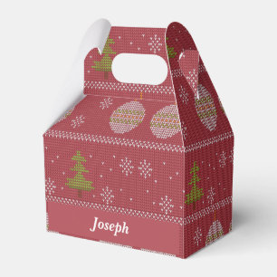 Christmas tree and ornament woven red favor box